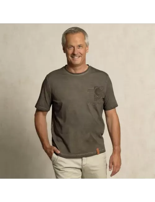 Spirit of OM - T-Shirt men - mit Tasche Ethno - dunkelgrau