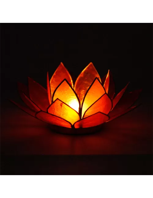 Teelichthalter - Lotus Capiz Muschel Licht - orange / gelber Farbverlauf