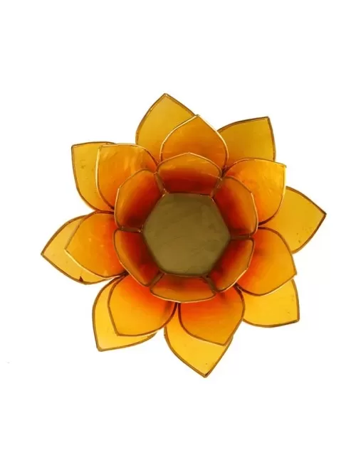 Teelichthalter - Lotus Capiz Muschel Licht - orange / gelber Farbverlauf