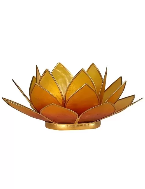 Teelichthalter - Lotus Capiz Muschel Licht - orange / gelber Farbverlauf