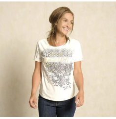 Spirit of OM - Raglan-Shirt Kurzarm Peace-Love - natur/schwarz/gold