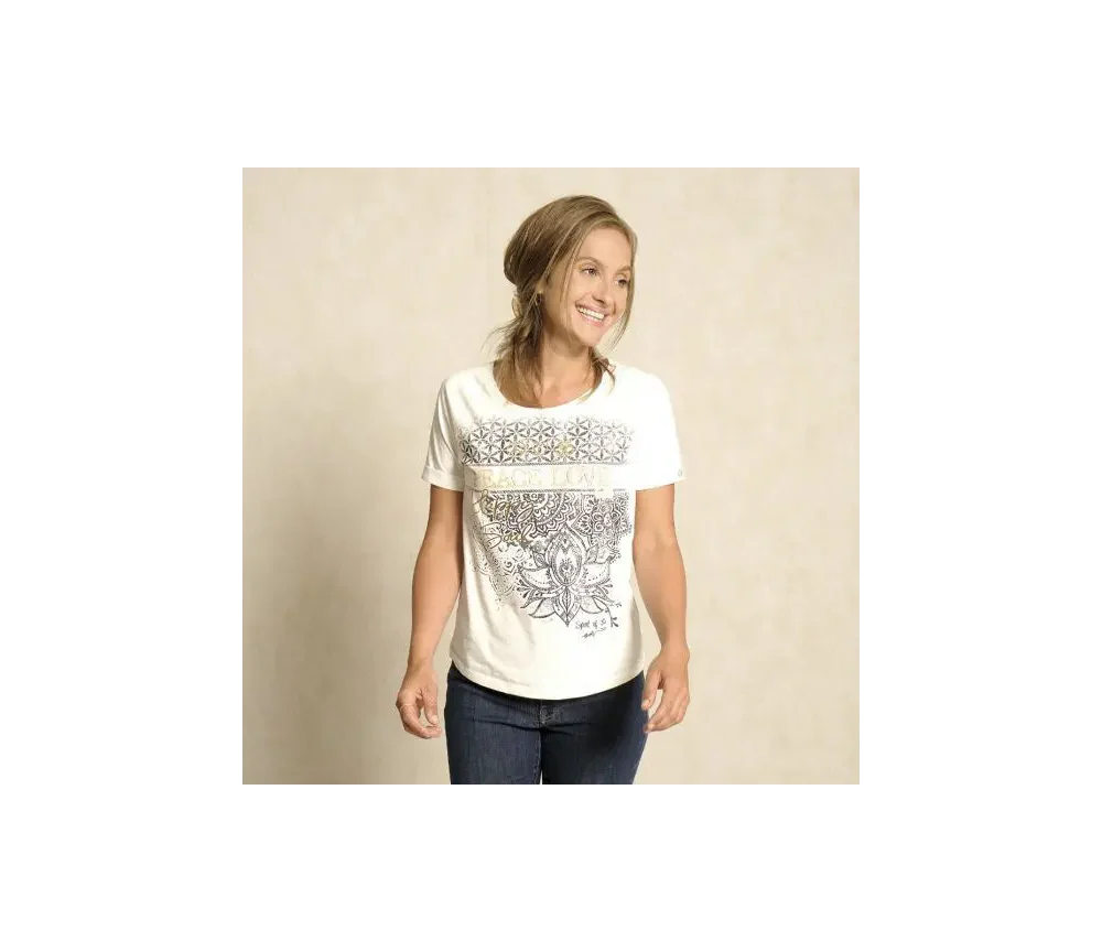 Spirit of OM - Raglan-Shirt Kurzarm Peace-Love - natur/schwarz/gold