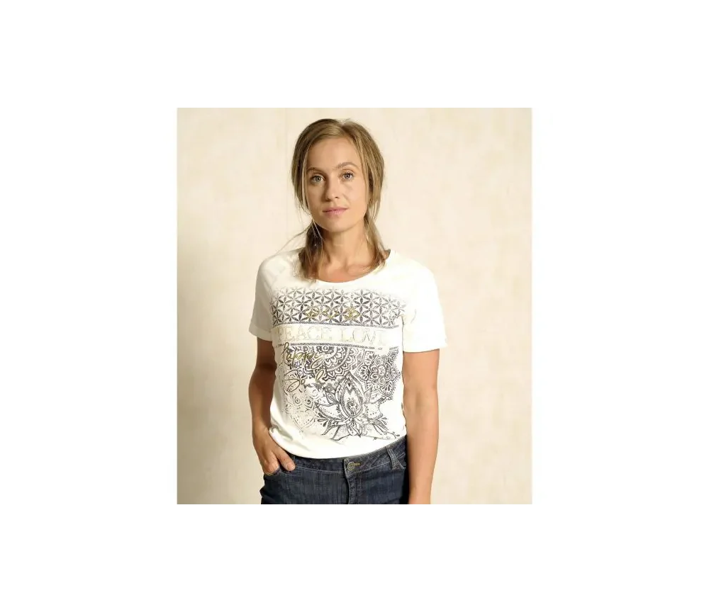 Spirit of OM - Raglan-Shirt Kurzarm Peace-Love - natur/schwarz/gold