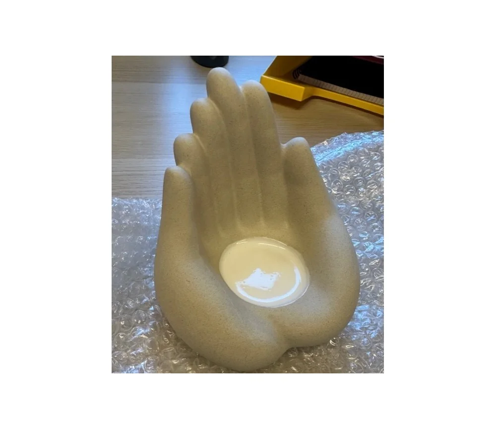 Teelichthalter - Hände voll Licht - Polyresin - creme /beige - ca. 13cm