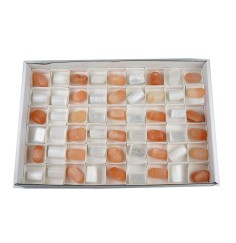 Trommelsteine - Selenit weiß/Alabaster orange , 03,0 - 03,5cm - 54 Stück