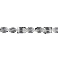 Heilstein & Edelstein-Strang - Freeform, Bergkristall, facettiert, 14 x 16mm