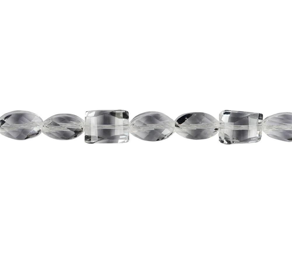Heilstein & Edelstein-Strang - Freeform, Bergkristall, facettiert, 14 x 16mm