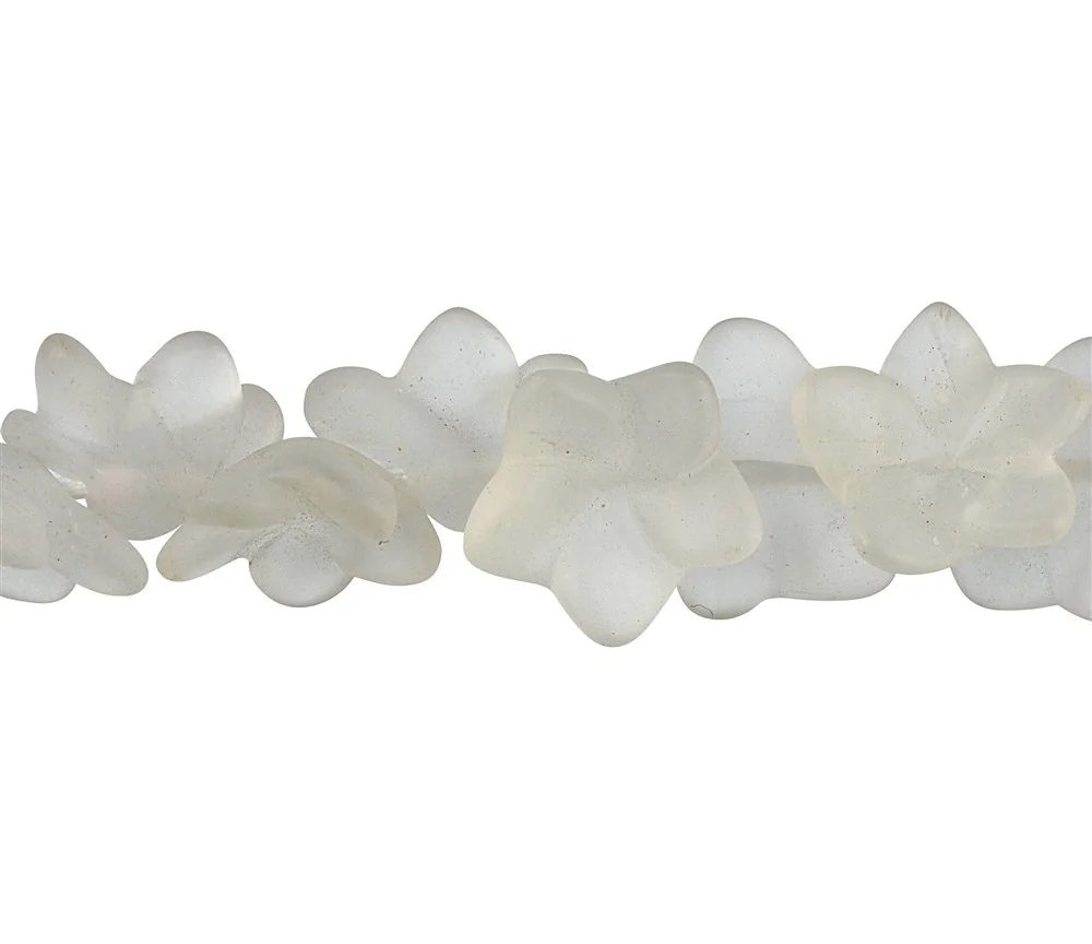 Heilstein & Edelstein-Strang - Blüte, Bergkristall, matt, 14 x 08mm