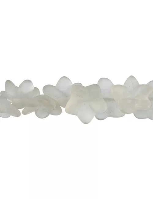 Heilstein & Edelstein-Strang - Blüte, Bergkristall, matt, 14 x 08mm