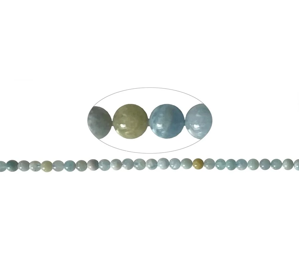 Heilstein & Edelstein-Strang - Kugeln, Aquamarin/Heliodor, 06mm (39cm)