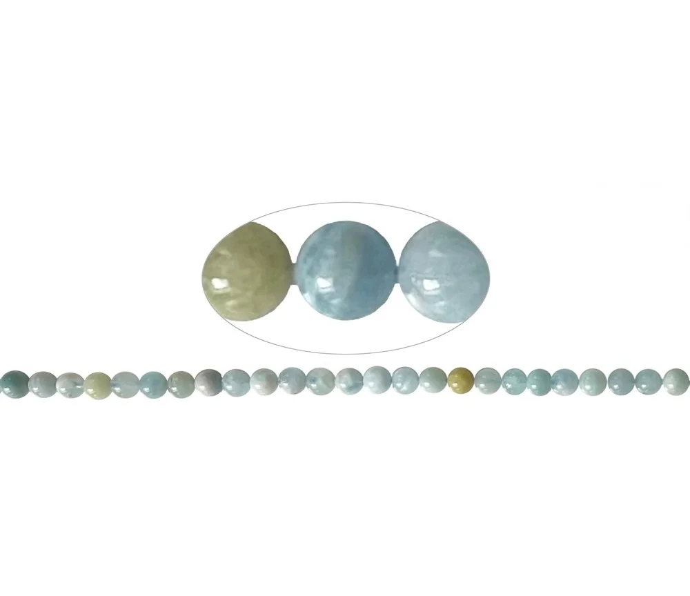 Heilstein & Edelstein-Strang - Kugeln, Aquamarin/Heliodor, 08mm (39cm)