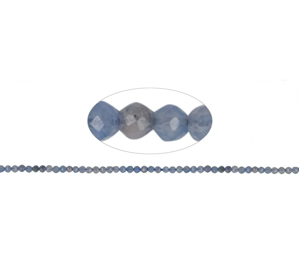 Heilstein & Edelstein-Strang - Kugeln, Blauquarz, facettiert, 02mm