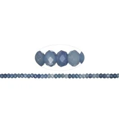 Heilstein & Edelstein-Strang - Button, Blauquarz, 04 x 06mm (39cm), facettiert