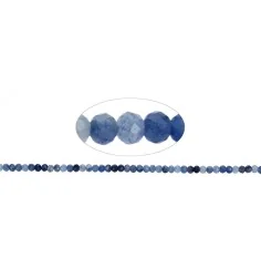 Heilstein & Edelstein-Strang - Button, Blauquarz, facettiert, 03 x 04mm