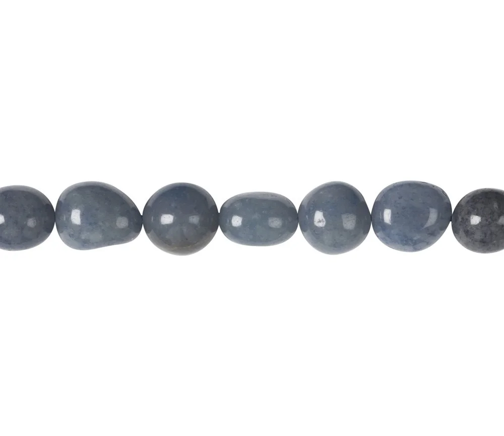 Heilstein & Edelstein-Strang - Nuggets, Blauquarz, 08-12 x 10-12mm