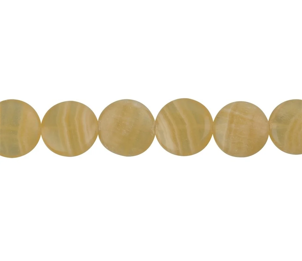 Heilstein & Edelstein-Strang - Button flach, Calcit (orange) 16 – 18mm