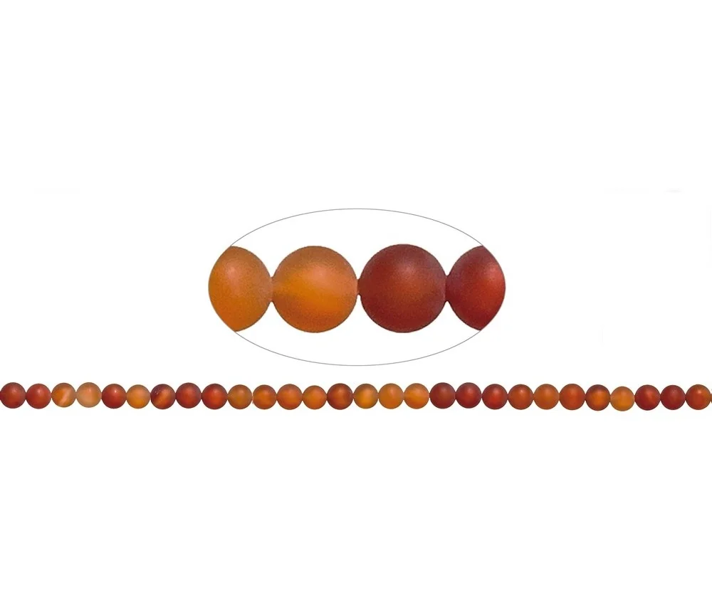 Heilstein & Edelstein-Strang - Kugeln, Carneol (gebr.), matt, 06mm