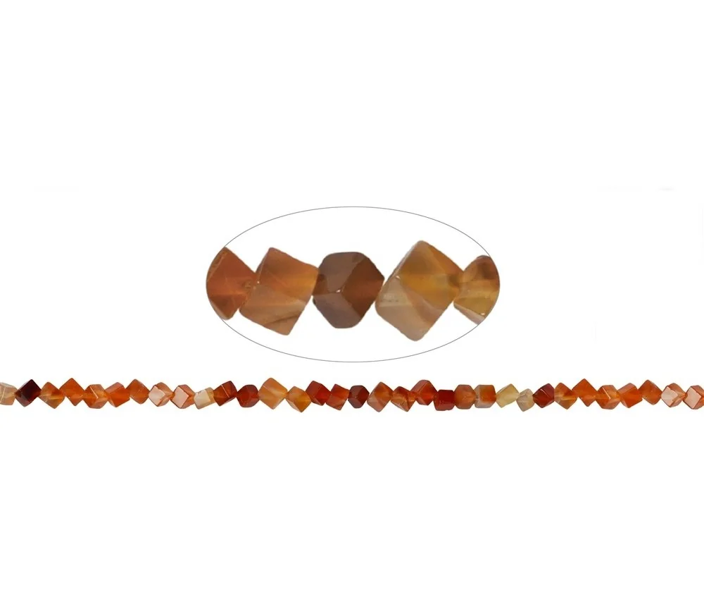 Heilstein & Edelstein-Strang - Würfel, Carneol (gebr.), 03mm