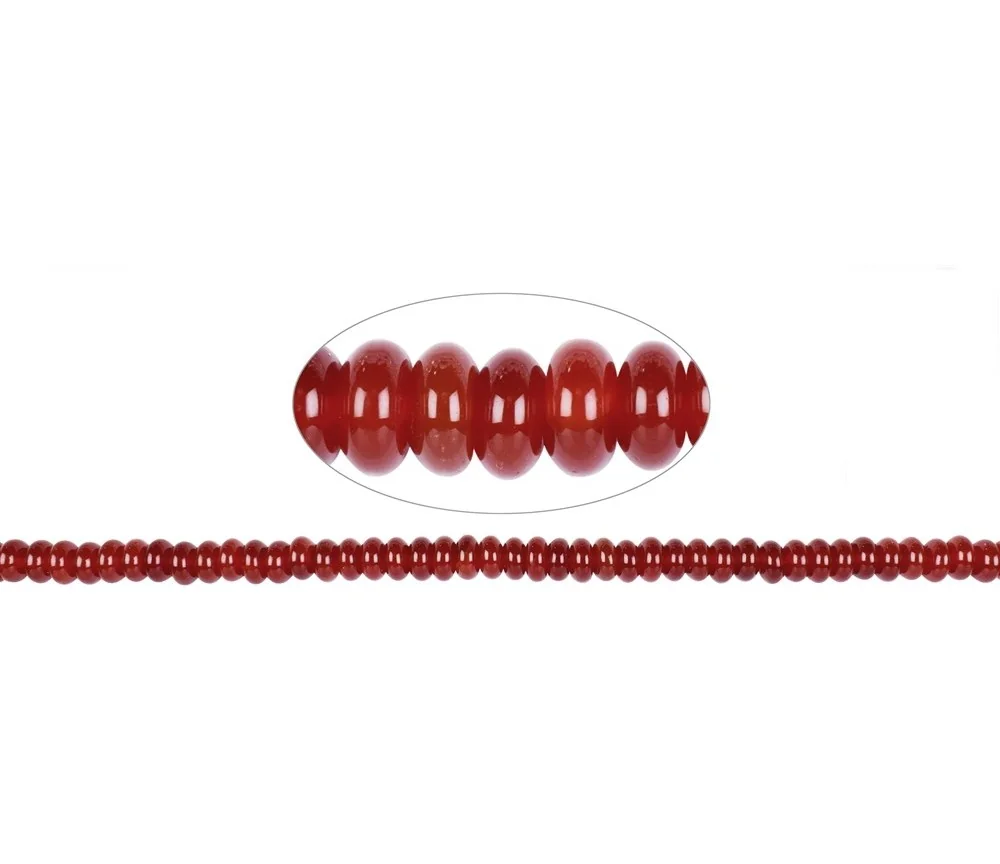 Heilstein & Edelstein-Strang - Button, Carneol (gebr.), 04 x 08mm