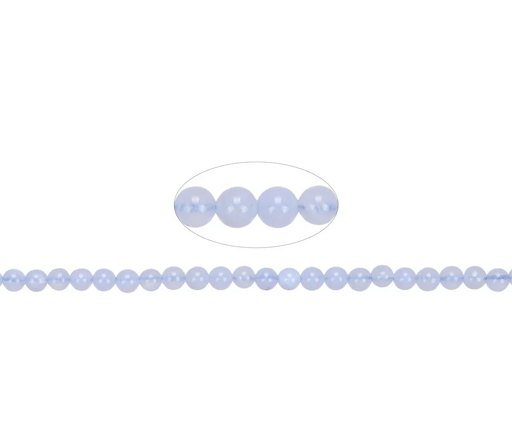 Heilstein & Edelstein-Strang - Kugeln, Chalcedon (blau), 04mm