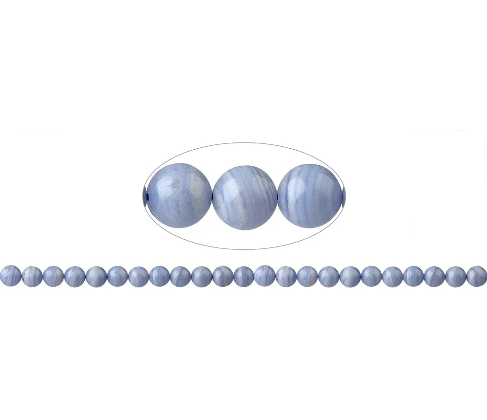 Heilstein & Edelstein-Strang - Kugeln, Chalcedon (blau) A, 08mm