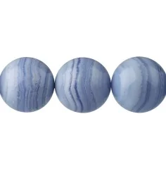 Heilstein & Edelstein-Strang - Kugeln, Chalcedon (blau) A, 18mm