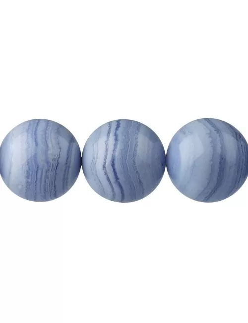 Heilstein & Edelstein-Strang - Kugeln, Chalcedon (blau) A, 18mm