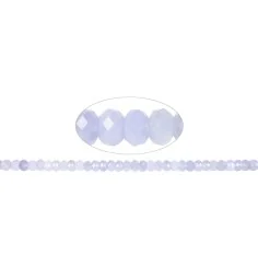 Heilstein & Edelstein-Strang - Button, Chalcedon (blau) A, facettiert, 07 x 10mm (39cm)