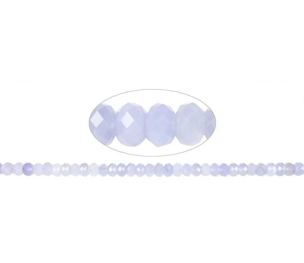 Heilstein & Edelstein-Strang - Button, Chalcedon (blau) A, facettiert, 07 x 10mm (39cm)