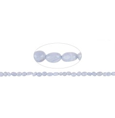 Heilstein & Edelstein-Strang - Trommelsteine, Chalcedon (blau), 05-08 x 05-06mm
