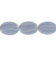 Heilstein & Edelstein-Strang - Linse gedreht, Chalcedon (blau), facettiert, 35 x 25mm