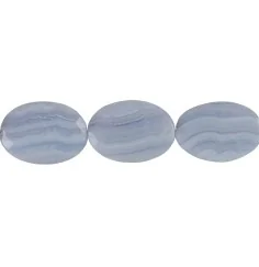 Heilstein & Edelstein-Strang - Linse gedreht, Chalcedon (blau), facettiert, 35 x 25mm