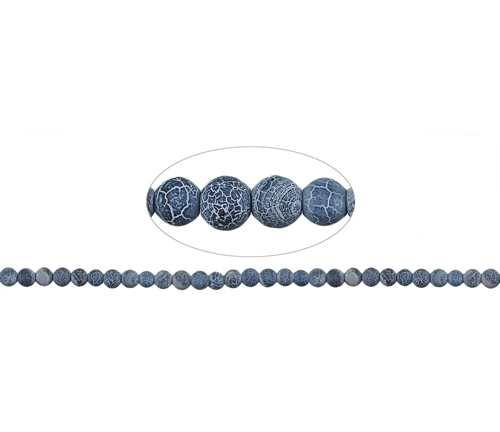 Heilstein & Edelstein-Strang - Kugeln, Onyx (gef.), gefurcht, matt, 08mm (37cm)