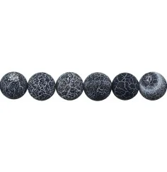 Heilstein & Edelstein-Strang - Kugeln, Onyx (gef.), gefurcht, matt, 12mm