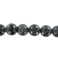 Heilstein & Edelstein-Strang - Kugeln, Onyx (gef.), gefurcht, facettiert, 14mm