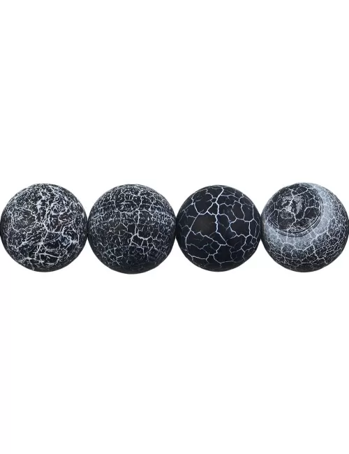 Heilstein & Edelstein-Strang - Kugeln, Onyx (gef.), gefurcht, matt, 16mm