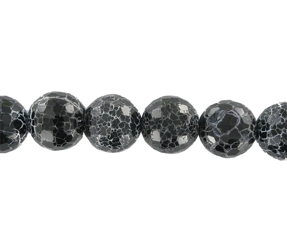Heilstein & Edelstein-Strang - Kugeln, Onyx (gef.), gefurcht, facettiert, 16mm