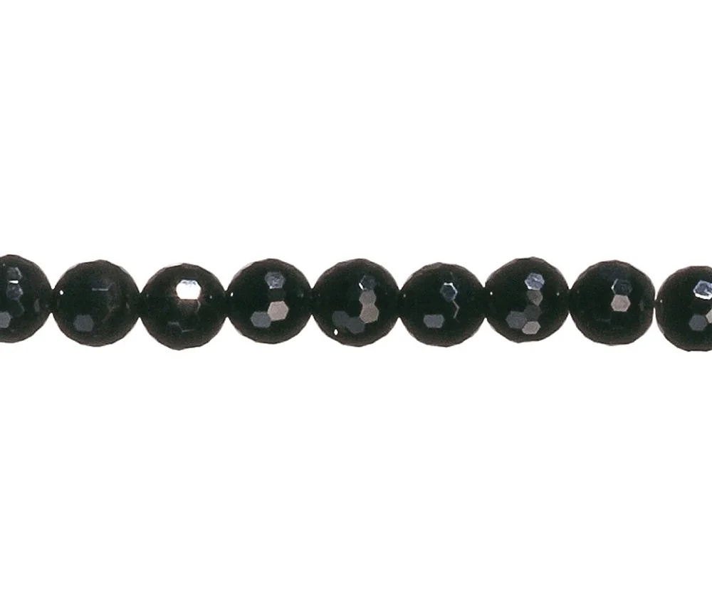 Heilstein & Edelstein-Strang - Kugeln, Onyx (gef.), facettiert, 08mm