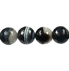 Heilstein & Edelstein-Strang - Kugeln, Onyx  halb/halb (gef.), facettiert, 16mm