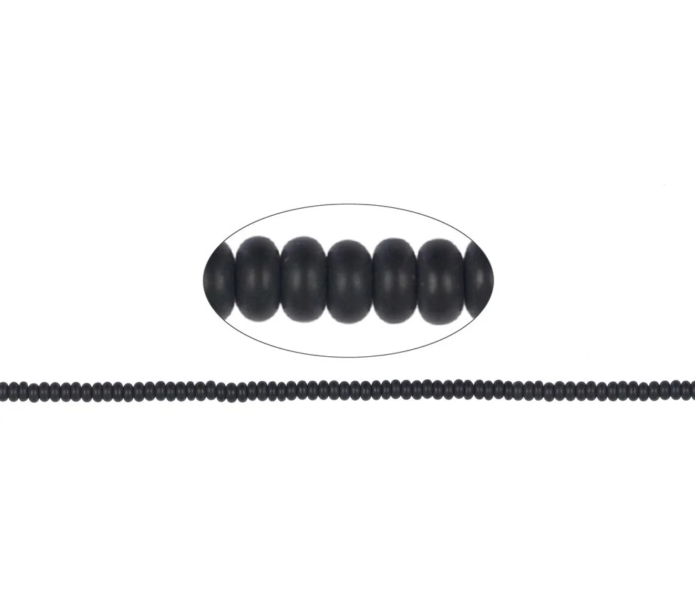 Heilstein & Edelstein-Strang - Button, Onyx (gef.), matt, 02 x 04mm