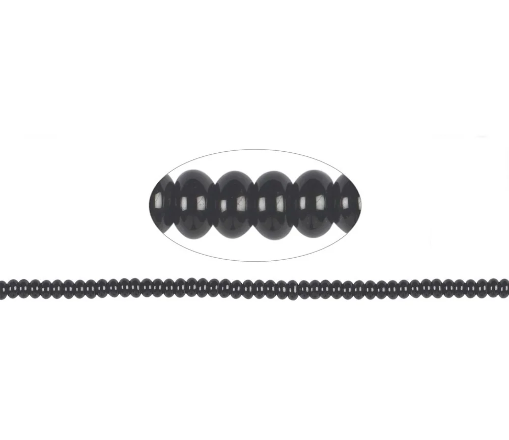 Heilstein & Edelstein-Strang - Button, Onyx (gef.), 04 x 08mm