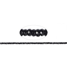 Heilstein & Edelstein-Strang - Button, Onyx (gef.), facettiert, 02 x 04mm