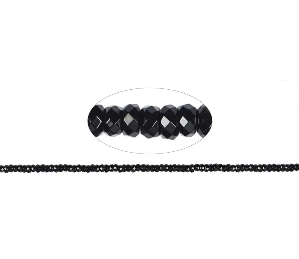 Heilstein & Edelstein-Strang - Button, Onyx (gef.), facettiert, 02 x 04mm