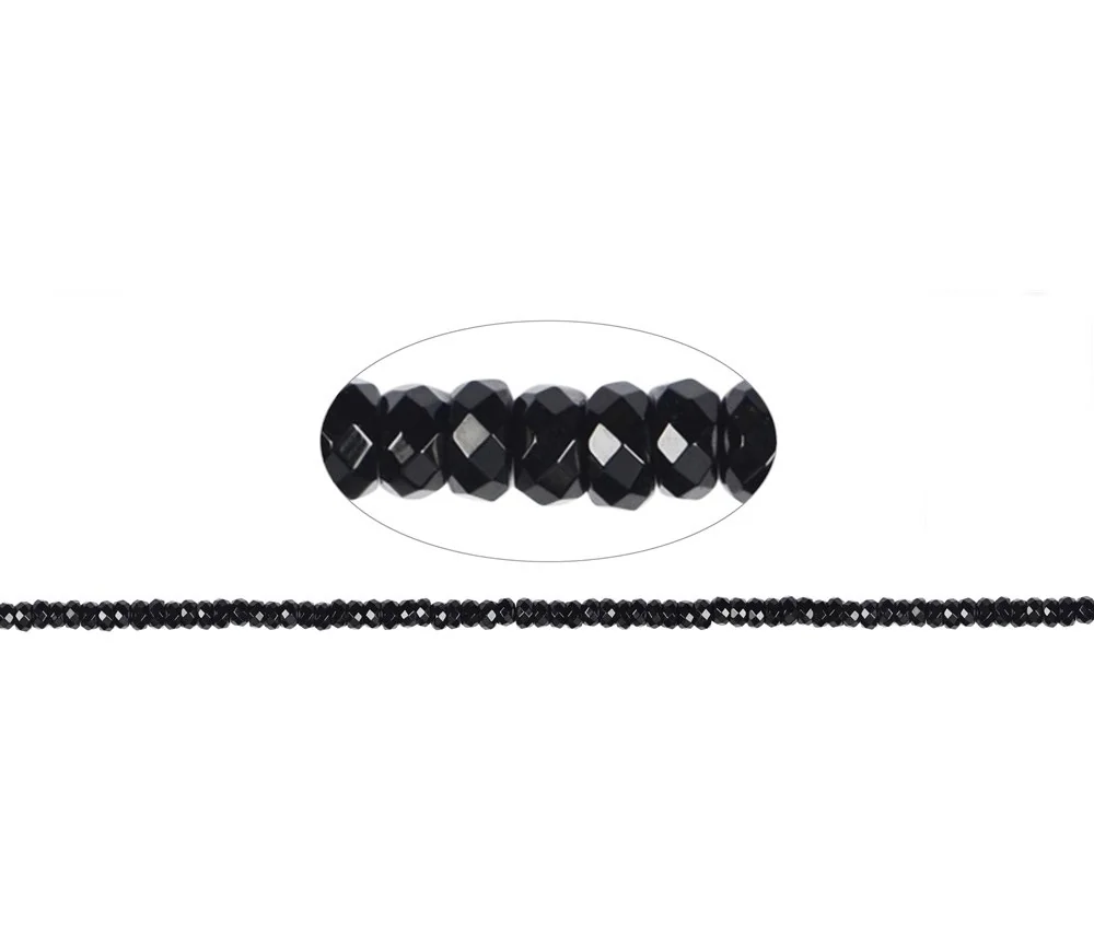 Heilstein & Edelstein-Strang - Button, Onyx (gef.), facettiert, 04 x 08mm