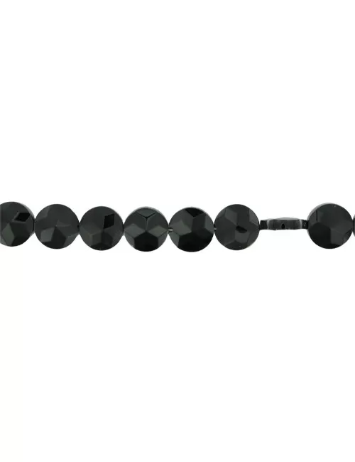 Heilstein & Edelstein-Strang - Button flach, Onyx (gef.), facettiert, 10 x 04mm