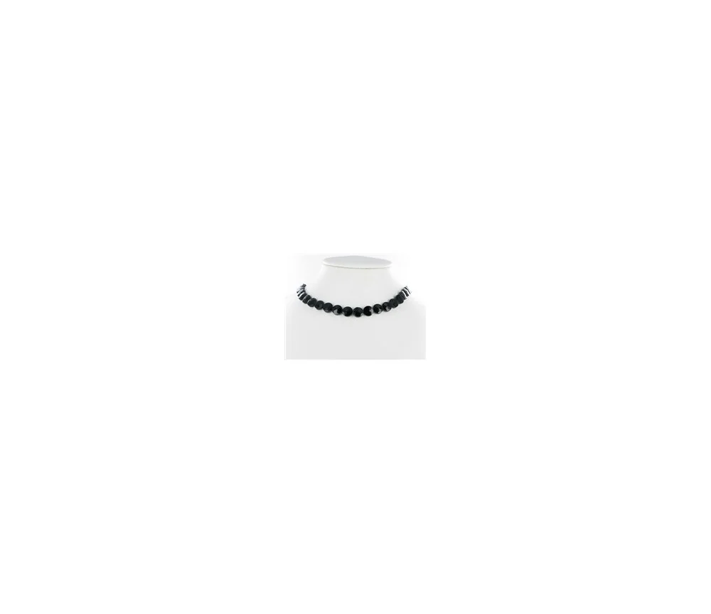 Heilstein & Edelstein-Strang - Button flach, Onyx (gef.), facettiert, 10 x 04mm
