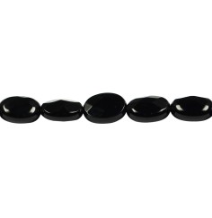 Heilstein & Edelstein-Strang - Linsen, Onyx (gef.), facettiert, 08 x 06mm
