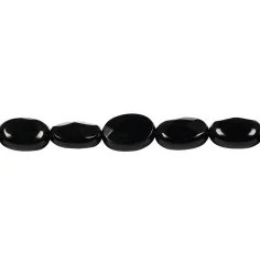 Heilstein & Edelstein-Strang - Linsen, Onyx (gef.), facettiert, 08 x 06mm