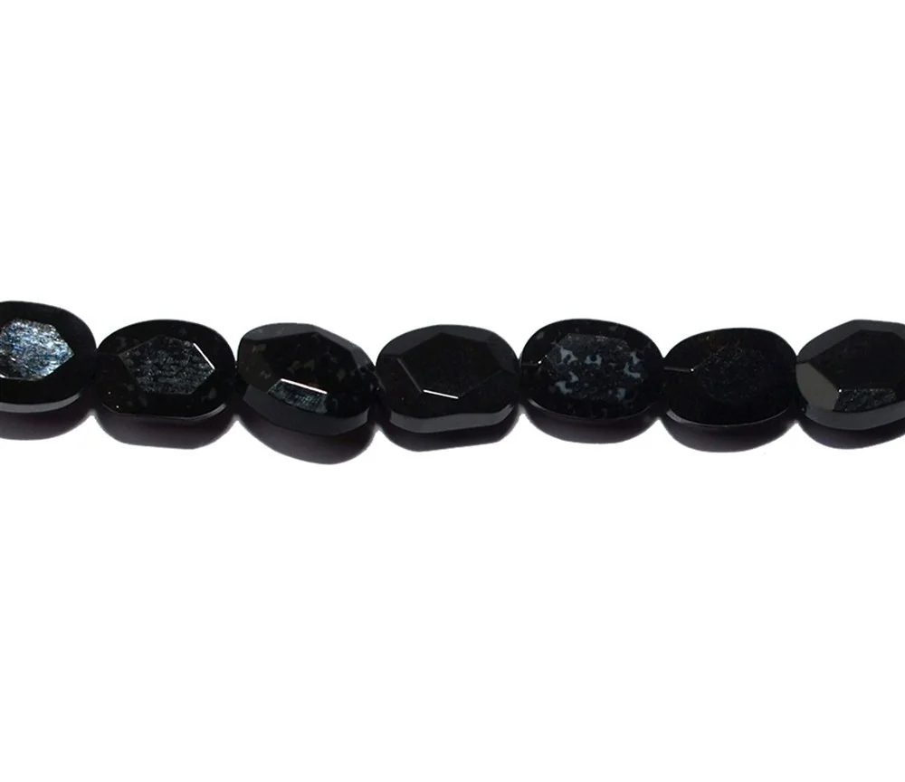 Heilstein & Edelstein-Strang - Mini-Oval, Onyx (gef.), facettierter Rand, 04 x 06mm