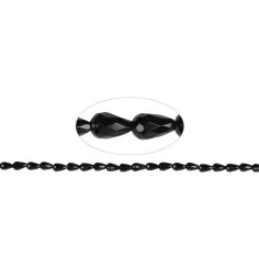Heilstein & Edelstein-Strang - Tropfen, Onyx (gef.), facettiert, 09 x 06mm (38cm)